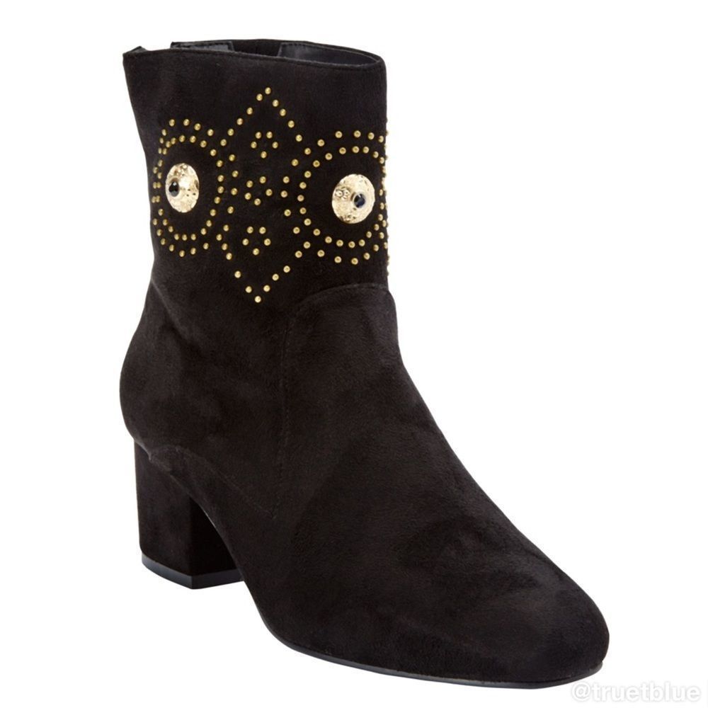 Embellished Faux Suede Booties